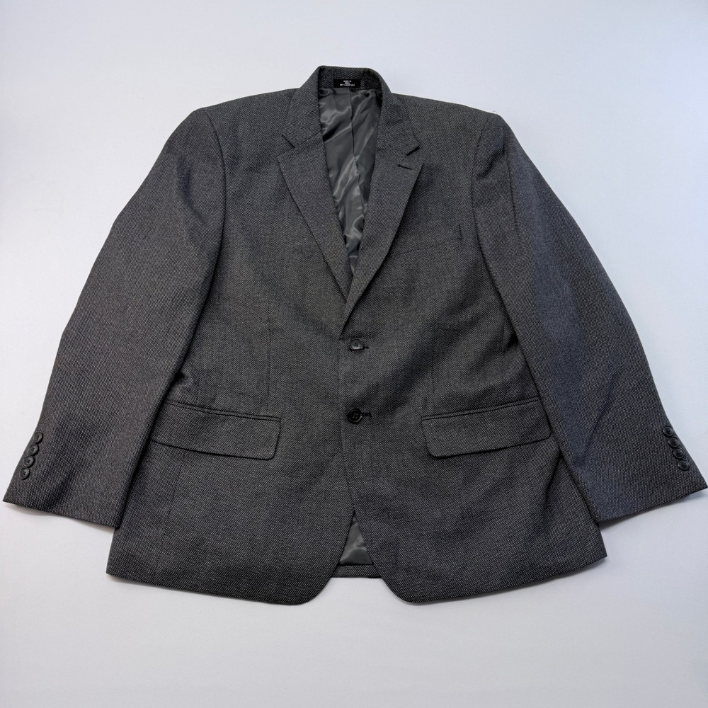 Haggar Classic Fit Mens 40S Charcoal Gray Micro Pattern 2 Button Blazer Jacket